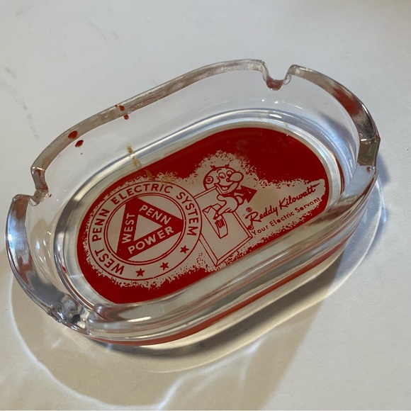 West Penn Electric System Reddy Kilowatt, ashtray, glass, vintage,as shown 1950s - Picture 4 of 5